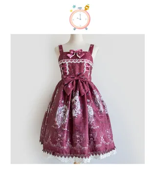 Japonski sweet lolita princess oblačenja letnik čipke bowknot srčkan tiskanje viktorijanski obleko kawaii dekle gothic lolita jsk loli cos