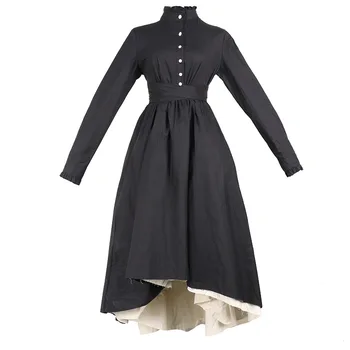 Jeseni obleko ženske Bombaž Letnik A-Line Trdna Celoten Lok Imperij obleke za ženske Japonska temno slog luksuzni oblikovalec obleko