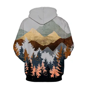 Jeseni, Pozimi 3D Krajinskega Slikarstva Sweatshirts Unisex Prevelik pulover s kapuco 2021 Moda za Šport Priložnostne Hoody Ženske Oblačila