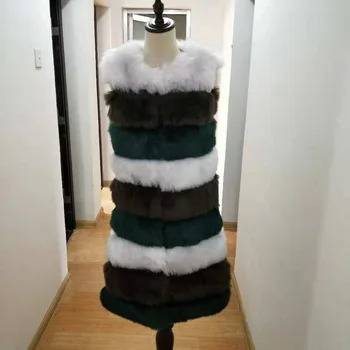 Jeseni, Pozimi novo umetno fox fur coats brezrokavnik ženske brez rokavov šivanje slim kotlovec suknjič waistcoat Posebna cena L1318 debelo