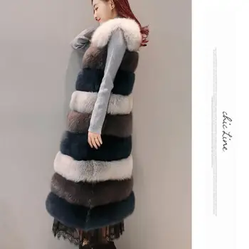 Jeseni, Pozimi novo umetno fox fur coats brezrokavnik ženske brez rokavov šivanje slim kotlovec suknjič waistcoat Posebna cena L1318 debelo
