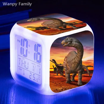 Jurassic Dinozaver LED Budilka 7 Barva Spreminja, Žareče Digitalna Budilka Za Otroke Darilo Večfunkcijsko Flash Watche Ura