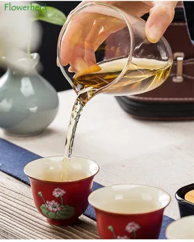 Keramike, Porcelana Kungfu Čaj Nastavite Teaware Potovanja na Prostem Kung Fu Čaj, Set z Čaj Pladenj Usnje Vreča Matt Čaj Pot in Pokal Set
