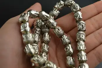 Kitajska Letnik Zbirateljskih Tibera Srebro Carving Buda Exorcism Amulet Ogrlica