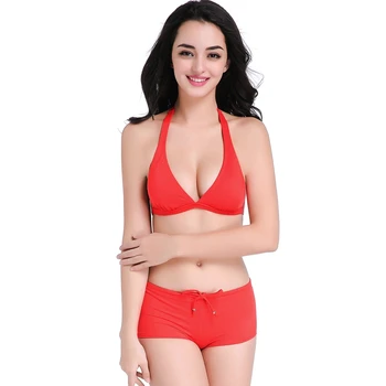 Kopalke Ženske Seksi Deklet Bikini Nazaj Adjustabe-Gumb Rdeče Kopalke Pas-vez Seksi Kopalke Bikini Komplet Kopalne Obleke