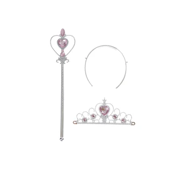 Kristalno Tiara Crown Princess Krono + Čarobno Palico Dekleta Lase Pribor Stranka DIY Dekoracijo Korist