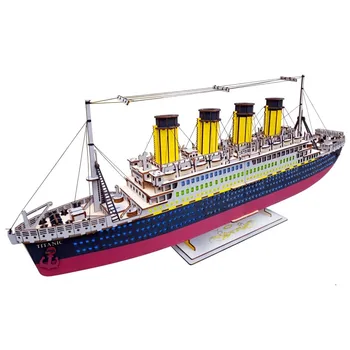 Ladja titanik DIY 3D Lesene Puzzle Woodcraft Montažo Komplet za Rezanje Lesa, Igrače Za Božično Darilo 3095