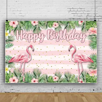 Laeacco Happy Birthday Flamingo Fotografske Okolij Portrait Fotograranje Kulise Dekoracijo Za Photophone Foto Studio