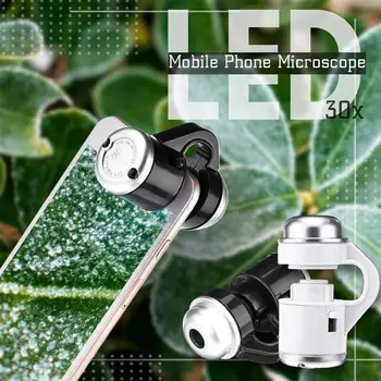 LED Mobilni Telefon Mikroskopom Zunanje Mikroskopom Glavo LED Luči 30-Krat HD Mikro Fisheye Povečevalno Steklo, Nakit Jade Identific
