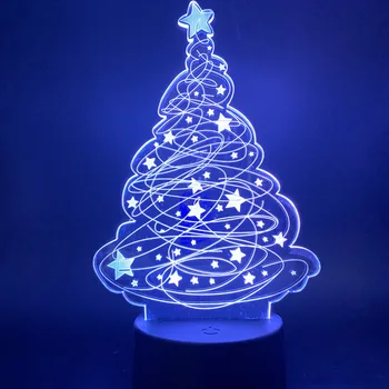 Led Nočna Lučka Božično Drevo Luči za Otroke Božično Darilo Noč Svetlobe Za Otroke Spalnica Spanje Nočna fancy 3D Lučka