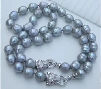 Lep 12 mm naravnih južnem morju srebrno siva biserna ogrlica, 18 inch zapestnica
