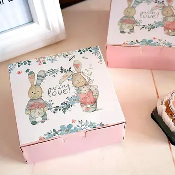 Lep zajec dekoracijo kvadratnih piškotek polje pekarna paket škatle srčkan pakiranje polje darilni paket oskrbe otroci uslug
