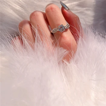 Lepe bele cirkon heksagonalna listov bronasto zaročni prstan.Moda prst pribor obroč za ženske poročni prstani
