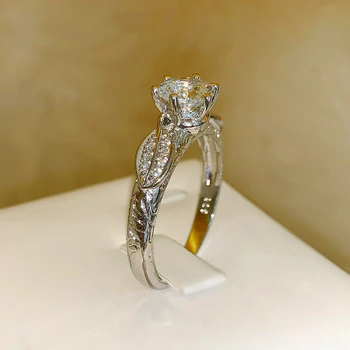 Lepe bele cirkon heksagonalna listov bronasto zaročni prstan.Moda prst pribor obroč za ženske poročni prstani