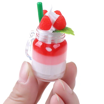 Lepe Lutke Miniaturni Pijačo Strawberry Ice Cream Pokal Set Model Pretvarjamo, Igrajo Mini Hrane Fit Play House Kuhinja Dodatki, Igrača