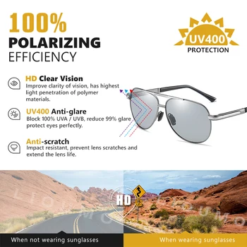 LIOUMO Pilotni sončna Očala Moških Polarizirana Photochromic Vožnje Očala Ženske Kameleon Objektiv Anti-Glare Očala gafas de sol hombre