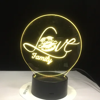 Ljubezen, Družina Oblike 3D LED Svetilka Noč Svetlobe Baby Romantično Vzdušje Doma Dekor Pripomoček Barve Nočne Dropshipping