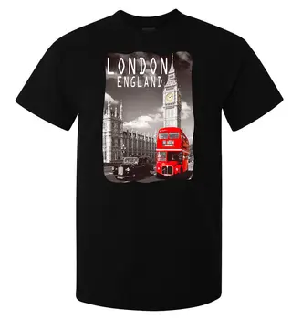 London, Anglija, Big Ben In Rdeče Avtobus moški (ženska je na voljo) t shirt črna Kul Priložnostne ponos majica s kratkimi rokavi moški Unisex Modna tshirt