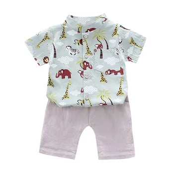 LONSANT Malčke Boys kratek rokav obleko Risanka gozdne Živali print majica + Hlače Poletne Obleke Oblačila baby otroška oblačila nova