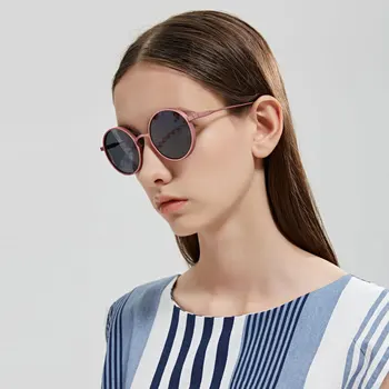 LONSY Retro Krog Roza Kovinski Mala sončna Očala Ženske blagovne Znamke Oculos De Sol Feminino