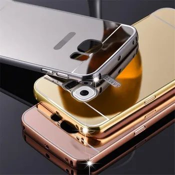 Luksuzni Rose Zlato Ogledalo Primerih Za Samsung Galaxy S6 Alumimum Kovinski Okvir lupini Zadnji Pokrovček za Samsung S6