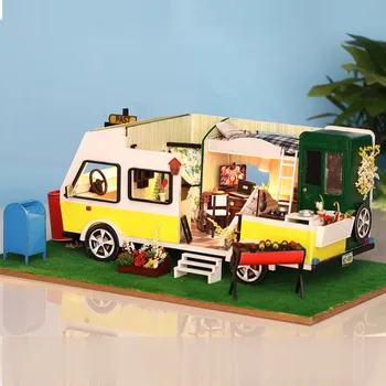 Lutka Hiša DIY Miniaturni Lutke Model Gradnjo Kompleti Leseno Pohištvo Lutke Hiše Igrače za Otroke Božično Darilo