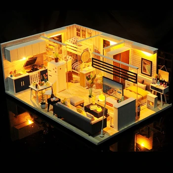 Lutka Hiša Pohištvo Miniaturni Lutke DIY Miniaturne Hiše Soba Gledališče Puzzle Igrače Otrok DIY Lutke CASA DE BONECA M19A
