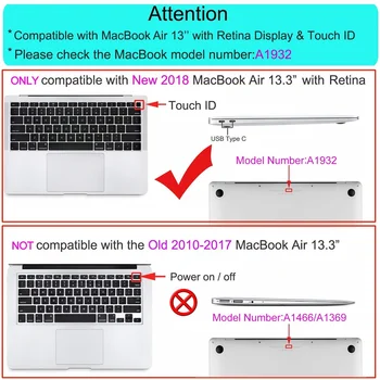 Mat Gumirani Trdi Lupini+Tipkovnico Pokrov Za Apple MacBook Dotik ID 13 Zraka z Retina Nov Model A1932 Sprostitev 2019