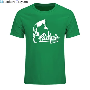 Matsuhara Taeyeon Pristen blagovno znamko, Kratek Rokav, okrogel ovratnik tiskanje Prosti čas moških Smešno Parkour človek t - shirt