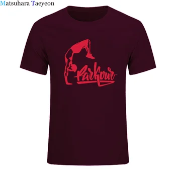 Matsuhara Taeyeon Pristen blagovno znamko, Kratek Rokav, okrogel ovratnik tiskanje Prosti čas moških Smešno Parkour človek t - shirt