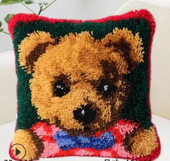 Medved in pes Kavljem Preprogo za Vgradnjo DIY Nedokončane Crocheting Preja Mat Zapah Kavljem Preprogo Kit Nadstropje