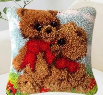 Medved in pes Kavljem Preprogo za Vgradnjo DIY Nedokončane Crocheting Preja Mat Zapah Kavljem Preprogo Kit Nadstropje