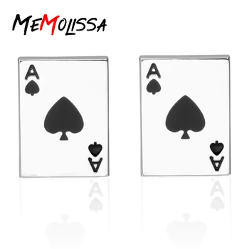 MeMolissa Klasičen Poker A zapestne gumbe, Črne Barve Moda manšetni za Moške moška Majica Brezplačno Oznako & Krpo Obrišite Zaslon Polje