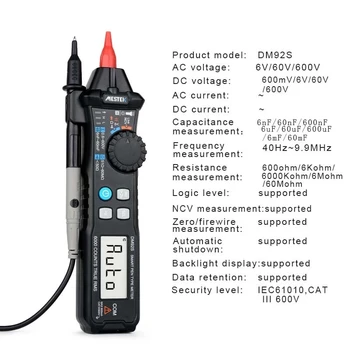 MESTEK DM92S Multimeter 6000 Šteje Pero Tip Digitalni Multimeter NKV Odkrivanje DC/AC Napetost Meter
