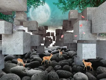 Milofi po meri velikih ozadje zidana 3D kocke jelena olajšave ozadje ozadje zidana