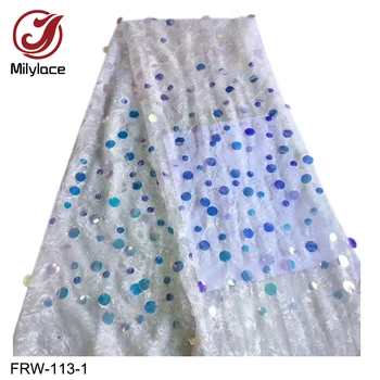 Milylace Moda francoski čipke tkanine s svetlečim imagic sequins 5 metrov vezenino til čipke za stranke obleke FRW-113