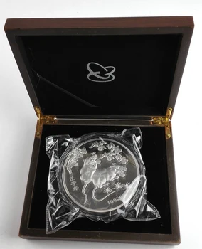 Miš 1 kg silver plated kovanec (negativne strani Grb Kitajska)z box in certificiranje Brezplačna Dostava