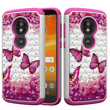 Moda Razkošje 2 v 1 Potiskane Diamond Primeru Telefon Za Motorola Moto E5 Play & G6 Play & G6 TPU+PC Zadnji Pokrovček