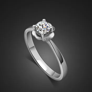 Modno elegantna slive cvet obroč. Trdna 925 sterling srebrni prstan ženska.Jarek čar 5A cirkon prstan srebrn nakit darilo