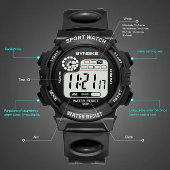 Montre Homme SYNOKE Multi-Funkcijo 30 M Nepremočljiva Watch LED Digitalni Dvojno delovanje Watch Ura