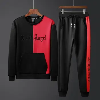 Moške Določa Sweatpants Majica Kontrast Barve, spodnji del Obleke, Kompleti Trenirka Moški Jeseni Mode Sweatsuits Športne Obleke HX468
