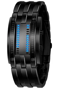 Moške Zlitine Datum Digitalni LED Zapestnica Zapestje Watch(Modra LED/Črna Zapestnica)