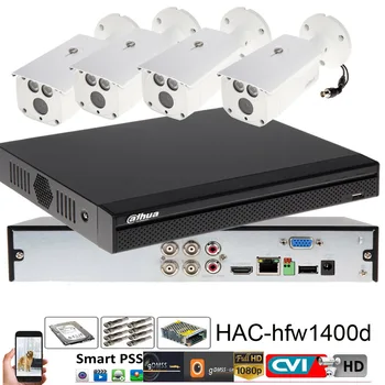 Mutil jezik dahua CVI Sistem 4CH CVR 2.0 MP CVI DVR Komplet s 4 ch 1080P HAC-HFW1200D bullt Kamere CCTV Sistema z močjo polje