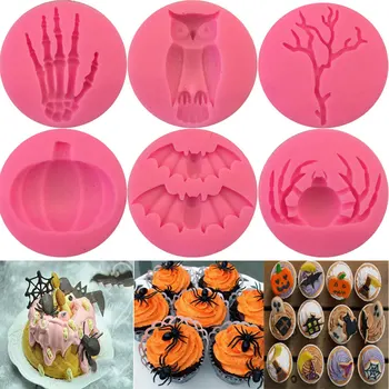 Najboljši Prodaje Halloween Oblike Silikona Torto Plesni Bakeware Okrasitev DIY Milo Plesni