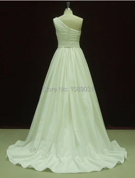 Najnovejše Krasen Poroka Oblek z Sashes Eno Ramo Romantično Princesa Formalno Obleko Elegantno Pravi Poročne Obleke