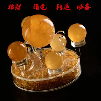 Naravna svetloba rumena kristalno sedem nizov rumena kristalno kroglo okraski Cai Feng Shui srečen Wang Feng shui okraski