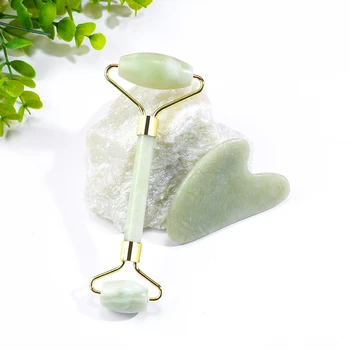 Naravni Kristalni Kamen Jade Roller Guasha Set Telo Obraza Massager Praskanje Nazaj, Sprostite Mišice Anti Zabuhle Aging Nego Lepote Orodje