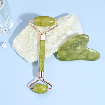 Naravni Kristalni Kamen Jade Roller Guasha Set Telo Obraza Massager Praskanje Nazaj, Sprostite Mišice Anti Zabuhle Aging Nego Lepote Orodje