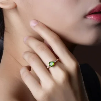 Naravni Smaragdno Gemstone Obroči Za Ženske Rose Zlata AAA Cirkon Diamant Udejstvovanje Poročni Prstan Zelena Gemstone, Fine Nakit Darilo