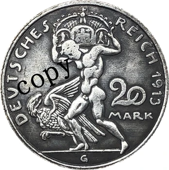 Nemški 1913 20 Mark kopija kovanca za 22,5 MM